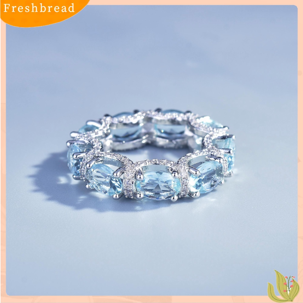 [FRA] Micro-studded diamond aquamarine Baris Cincin Galaxy Princess lace Renda aquamarine Gelang Warna-Warni Harta Cincin