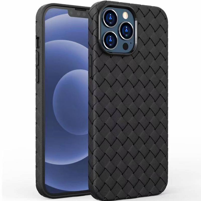 IPHONE Casing Ponsel Grid Mesh Bernapas Padat Untuk IPhone14 13 Pro Max14 Plus Menenun Kotak-Kotak Lembut Tpu Silikon Penutup Belakang Untuk IPhone14 iPhone13 series