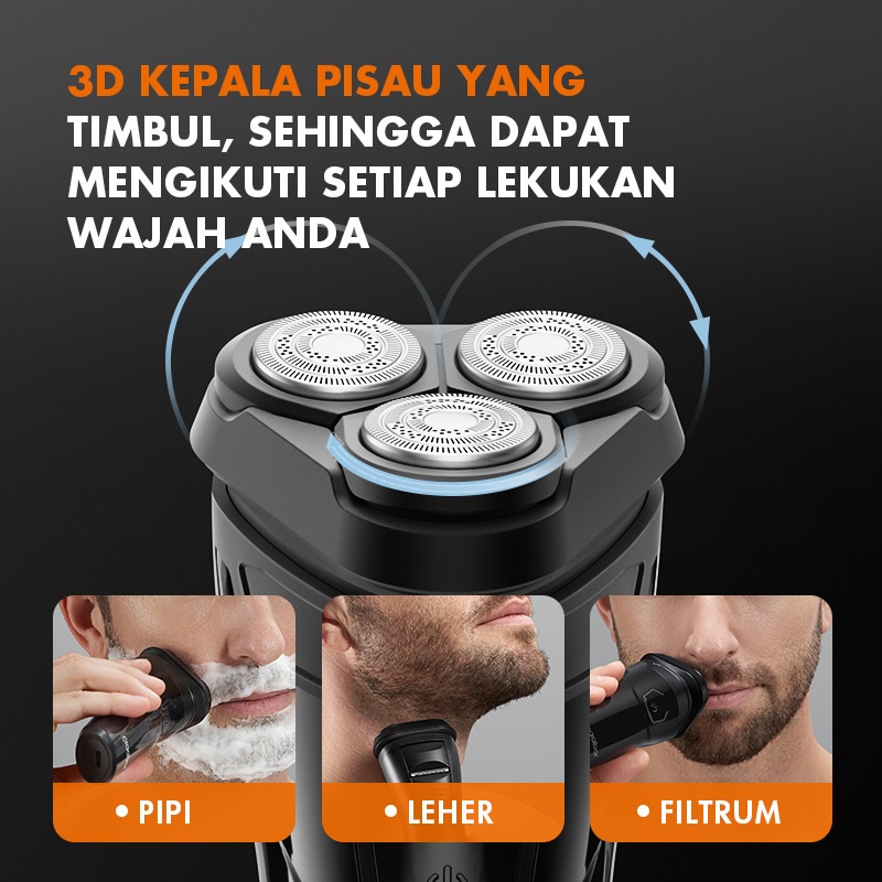 Gaabor Alat Cukur Kumis Jenggot Elektrik Shaver Portable Pisau Timbul 3D Nirkabel Boleh Dicuci / GESR-M01A
