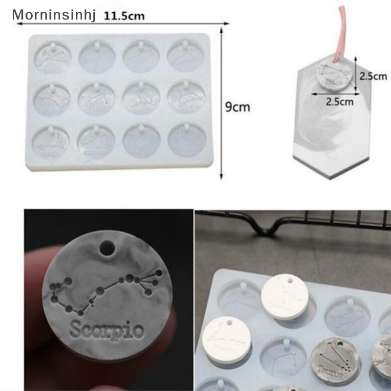 Mornin 12rasi Cakram Liontin Silikon Resin Cetakan DIY Membuat Perhiasan Craft id