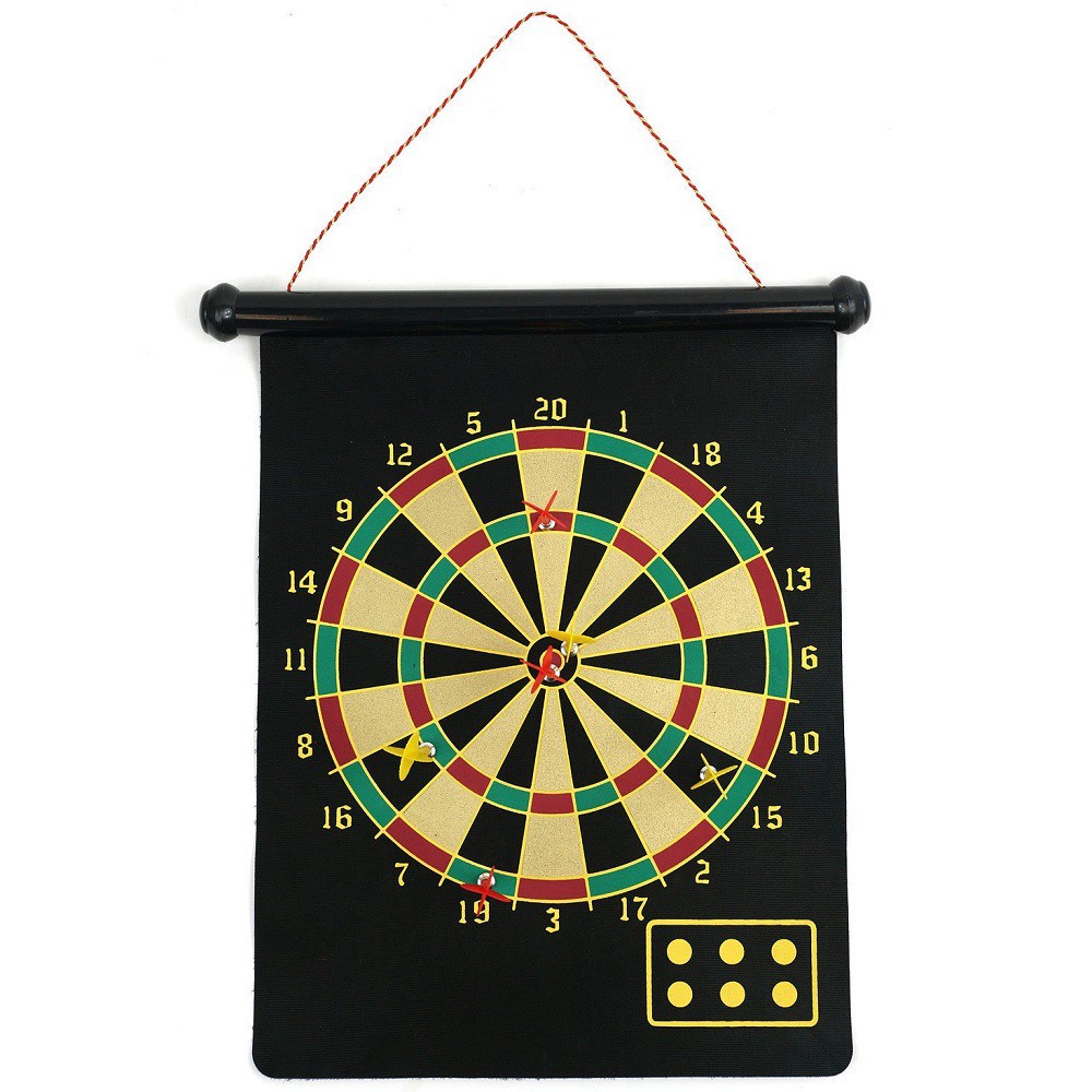 Double Sided Hanging Magnetic Dart Board Set Game 15 Inch with 6 Magnetic Arrow