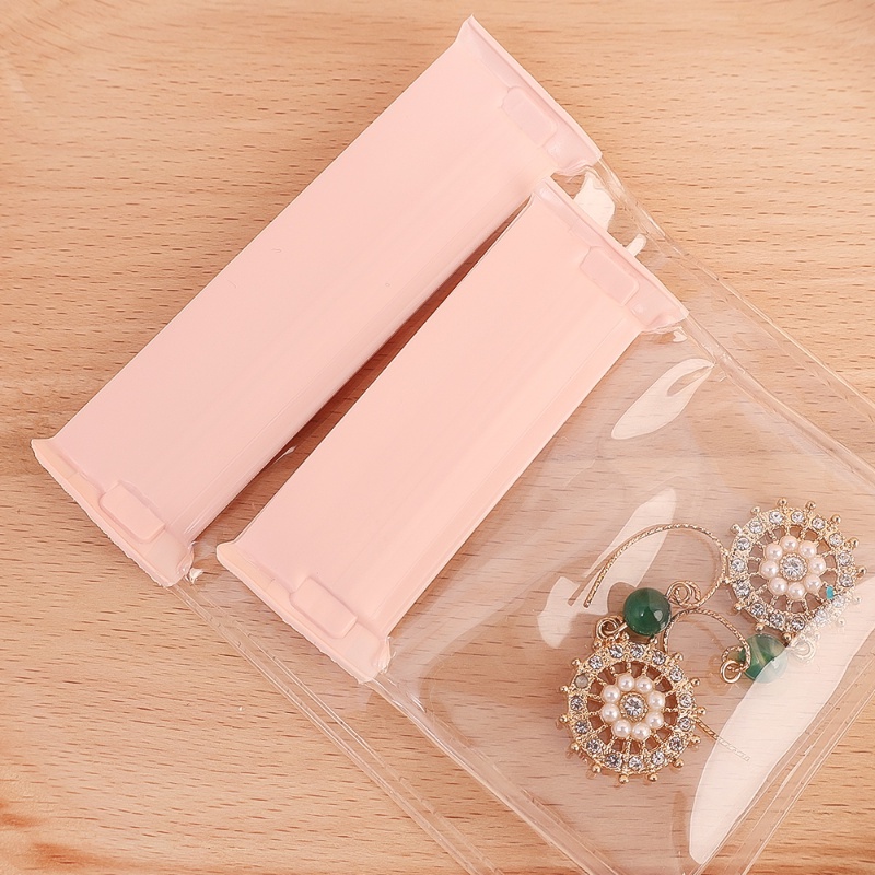 Eva Transparan Anti-Oksidasi Sealing Bag/ Pink Minimalist Jewelry Storage Nag/ Tas Perlindungan Tahan Air Debu