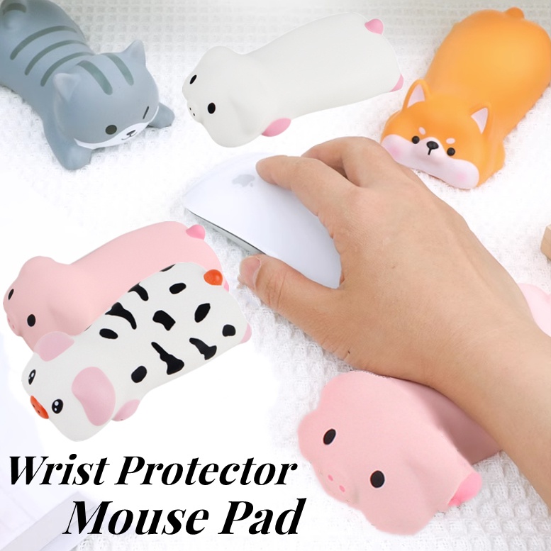 Babi Lucu 3D Wrist Rest Pad Memory Foam Kartun Mouse Pad Untuk Keyboard Kerja Kantor PC Gaming Pelindung Pergelangan Tangan Mainan Kreatif