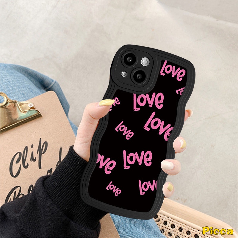 Ins Fashion Fantasy Butterfly Wavy Edge Phone Casing Untuk IPhone 7Plus 11 13 11 12 14 Pro Max XR 6s 8 6 7 Plus X XS Max SE 2020retro Flower Iove Letter Label Soft Back Cover