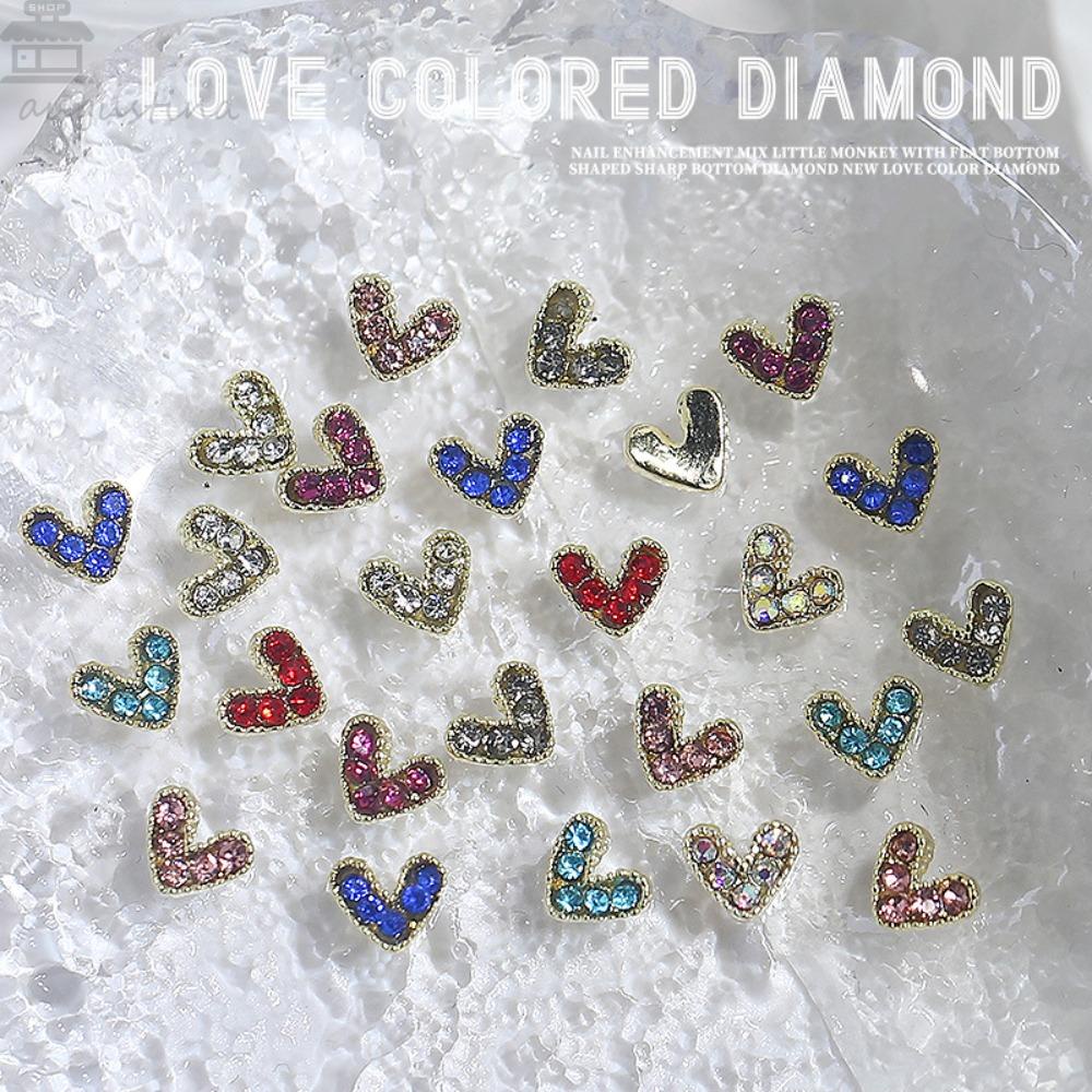 AUGUSTINA Agustina Hiasan Kuku Jantung Fashion Manicure Aksesoris Berwarna Cinta Hati Jepang Nail Art Love Heart Nail Drills