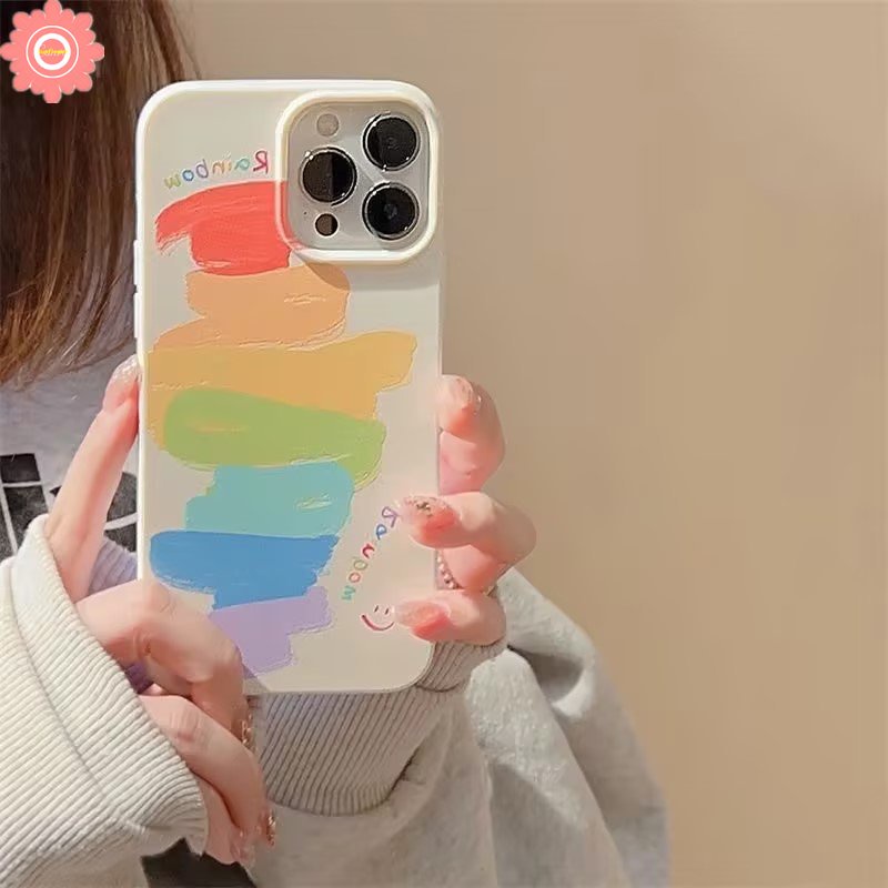 IPHONE Glossy Irregular Watercolor Pattern Shockproof Case Kompatibel Untuk Iphone7 8 Plus XR X XS Max11 14 13 12 Pro Max SE 2020fashion Colorful Doodle Paint Rainbow Soft Tpu Back Cover