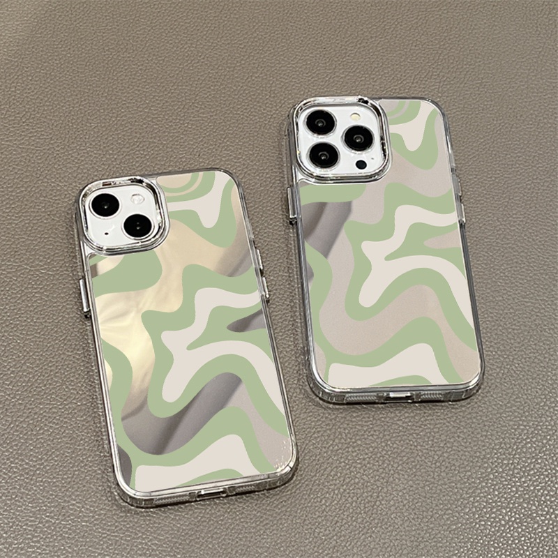 IPHONE Art Lukisan Cermin Ponsel Case Kompatibel Untuk Iphone11 12 13 14 12Pro 13Pro 14Pro Pro Max XR X XS Max Electroplating Tombol Perlindungan Mirror Cover