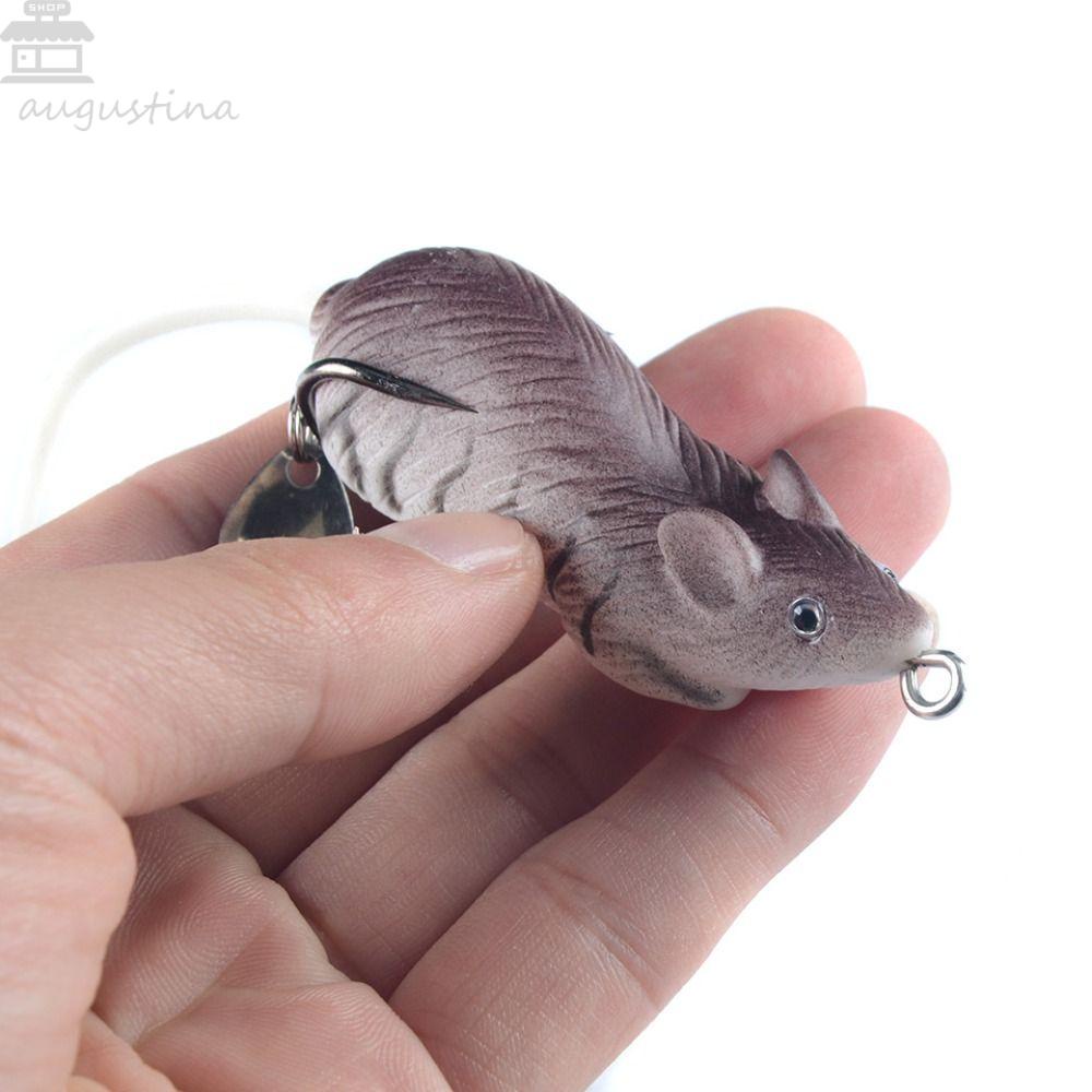 AUGUSTINA Agustina Mouse Fishing Lure 12.5g Simulasi Mouse Lure Lembut CrankBait Little Thunderfrog Bionics Mouse Propeller Lure Ikan Hitam Buatan Memancing Umpan Engkol Lembut