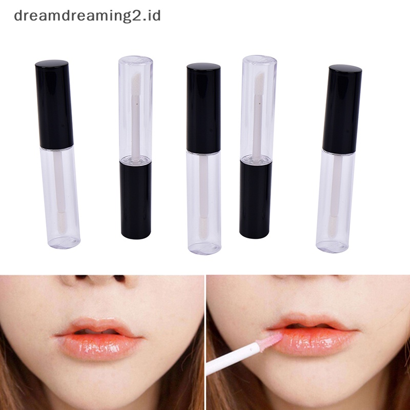 (drea) 1pc/5pcs Desain 8ml Hitam Kosong Tabung Bibir Lip Balm Botol ContainerEmpty Wadah Bibir Kelas Tinggi Lip Balm Tabung Warna Hitam2 //