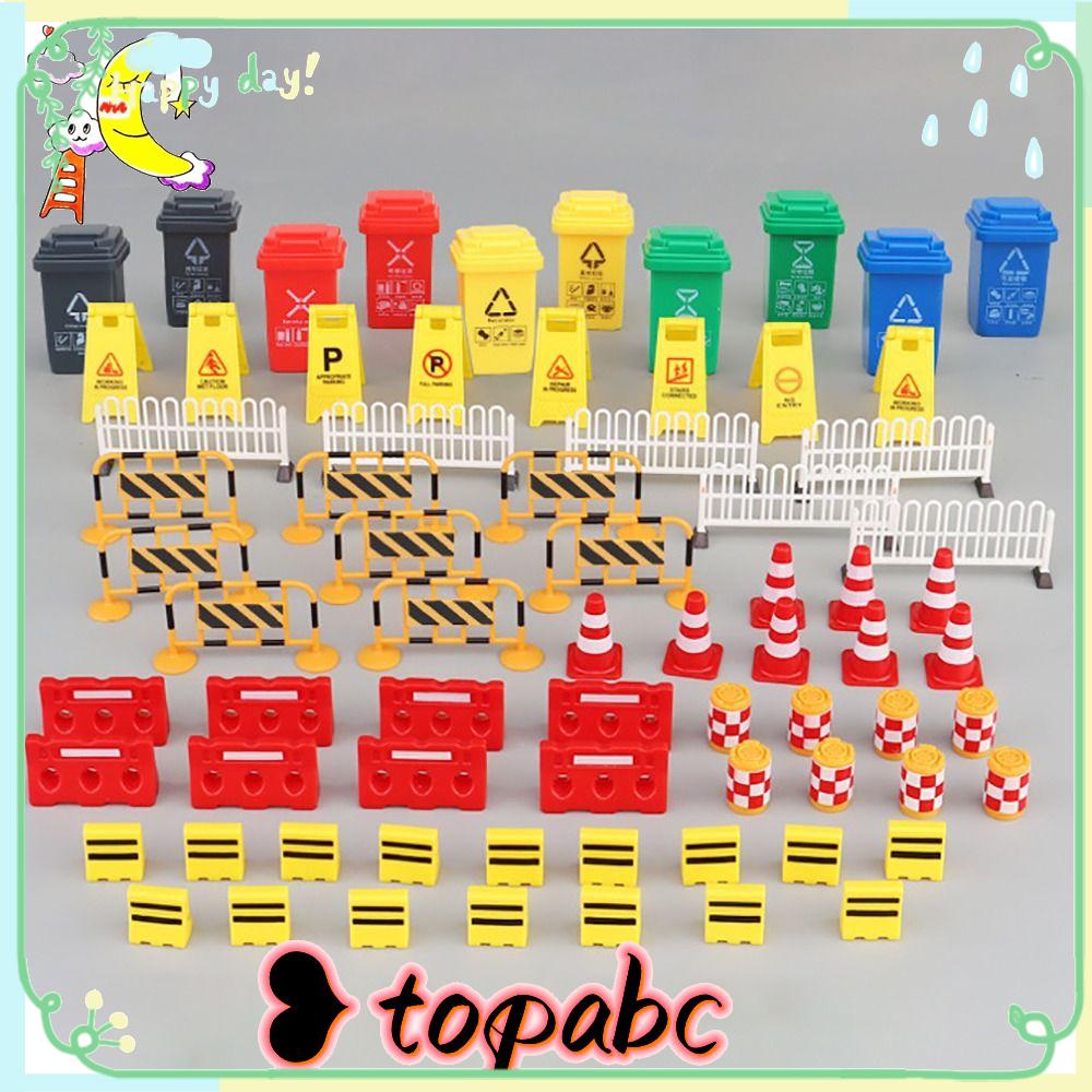 TOP 24 /40 /62PCS Kerucut Lalu Lintas Mini Mainan Edukasi Anak Cognisi Parkir Crossbar Model Pemandangan Jalan