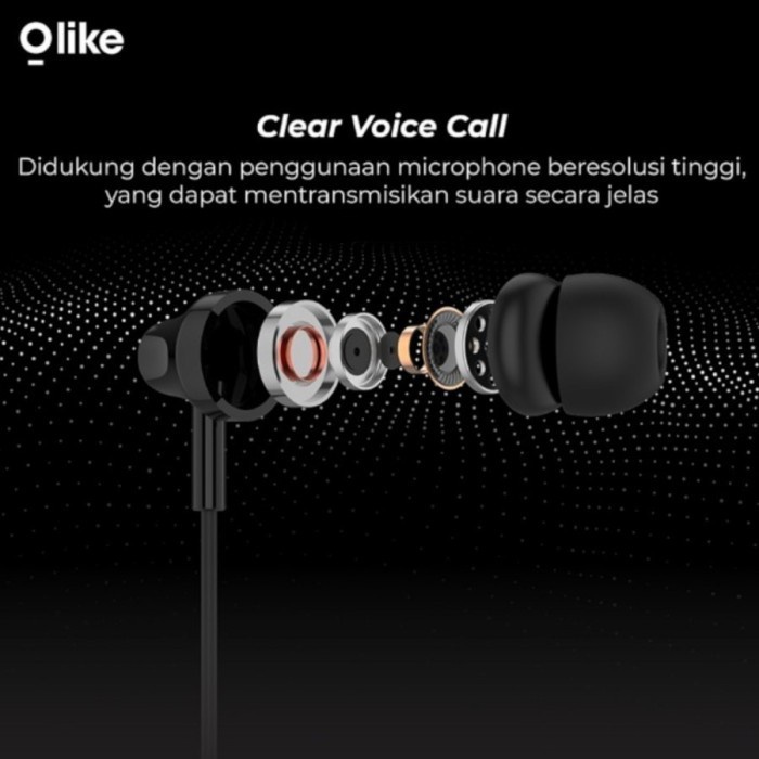 OLIKE Headset Earphone Handsfree E11 with Mic Stereo Call Sound Bass