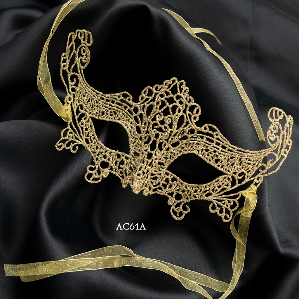 Topeng Pesta Aksesoris Topeng Lace Mask Gold AC61