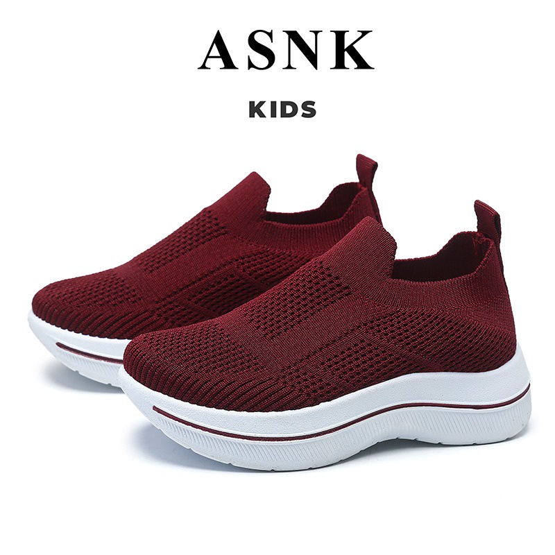 [GROSIR][COD] SEVEN_DAY SEPATU RAJUT SLIP ON ANAK CEWEK COWOK USIA 3-10 THN WM2329 MAROON