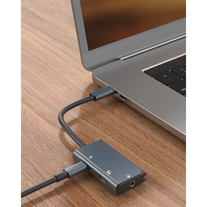 45 WIWU LT02 PRO - USB-C to 3.5mm Audio and USB-C - Support 60W Charging