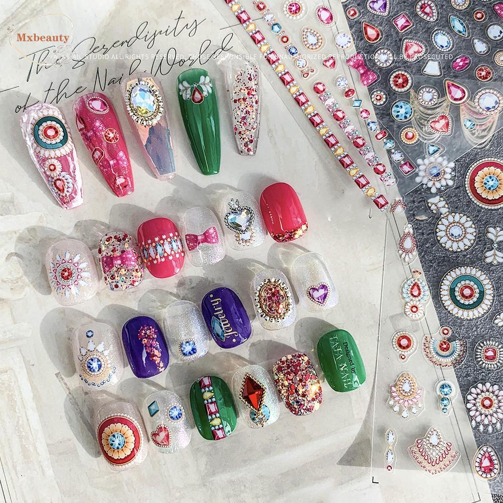 MXBEAUTY Stiker Kuku Warna Gaya Boho Alat Manicure Vintage Ultra-Tipis