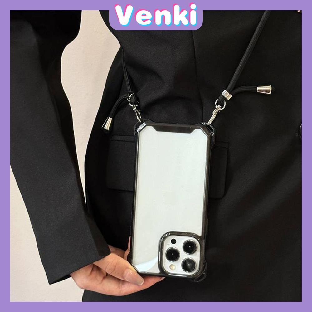 VENKI - Untuk iPhone 11 Case Polos Case Empat Sudut Lanyard Shockproof Protector dengan Lanyard Gelang Bening Akrilik Kompatibel dengan iPhone 14 Pro Max 13 Pro Max iPhone 12 Pro Max XR