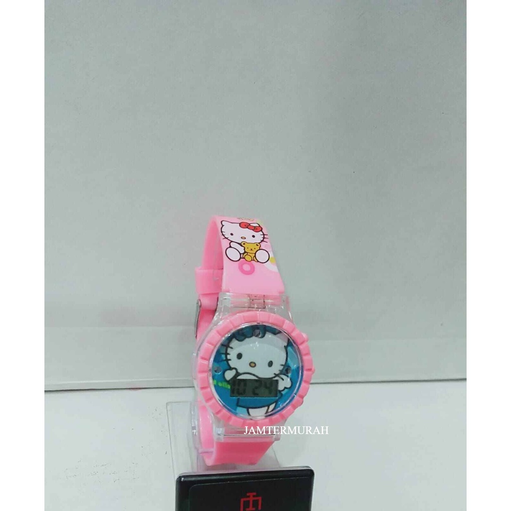 JAM TANGAN ANAK PEREMPUAN DIGITAL MUSIK LAMPU KARAKTER HELLO KITTY 845