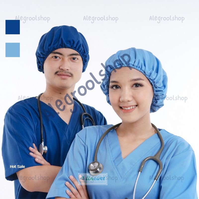 Topi Operasi Dokter dan Perawat Model Karet Bahan Katun Quality Premium