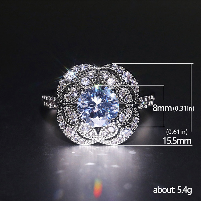 Cincin Cubic Zirconia Putih Kristal Aksesoris Pernikahan Untuk Wanita Kualitas Tinggi Warna Perak Cincin Pertunangan Perhiasan Trendi