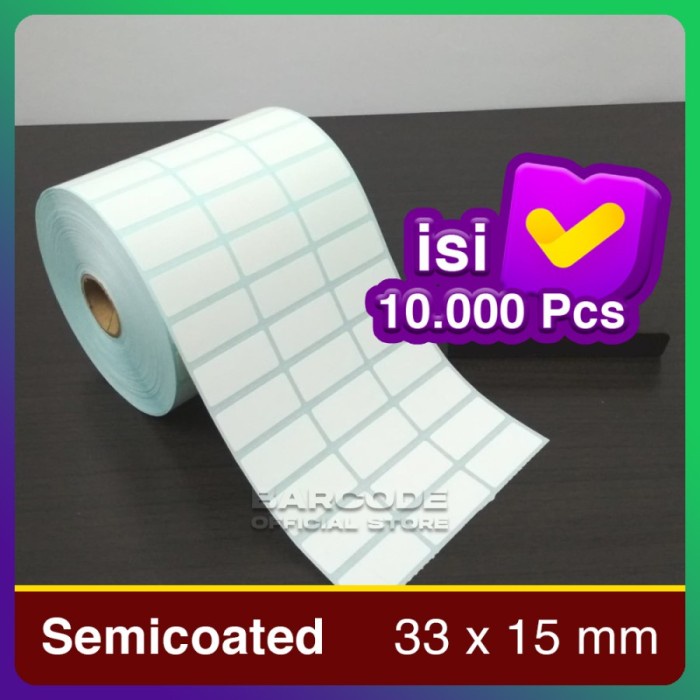 

Label Semicoat 33 x 15 Stiker 33x15 mm 3 Line Isi 10000 (1 Slop) PST79