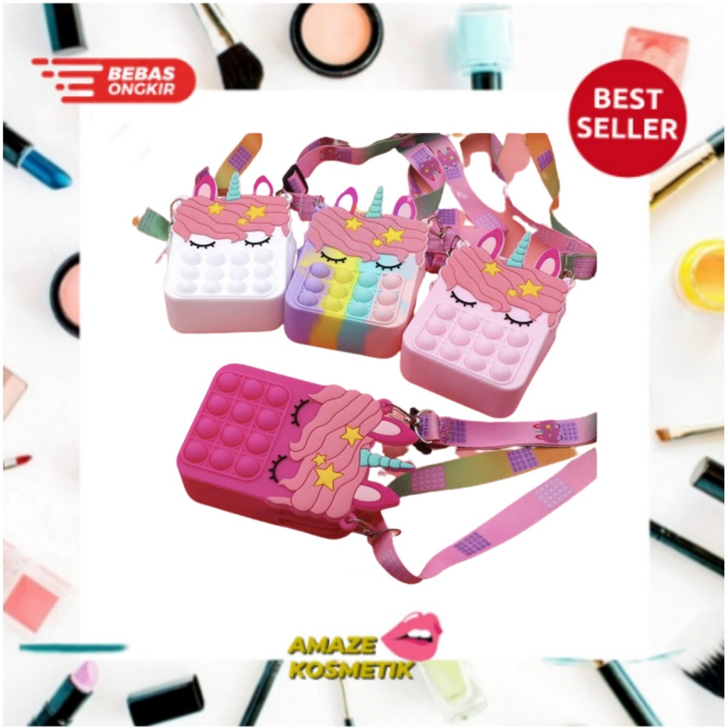 Tas Pop It Unicorn / Tas Anak Pop It / Tas selempang - AMAZE KOSMETIK