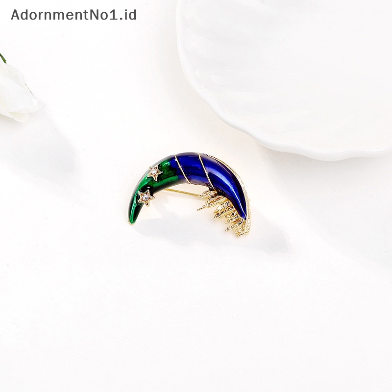 [AdornmentNo1] Fashion Moon Enamel Castle bros Pin untuk wanita Coat perhiasan aksesoris pesta