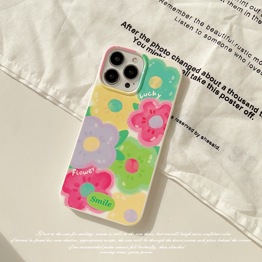 IPHONE Gadis Musim Panas Lukisan Minyak Dopamin Bunga Warna-Warni Ponsel Case Cover Untuk Iphone7 8 PLUS X XR XS 11 12 13 14 PRO MAX Se2020