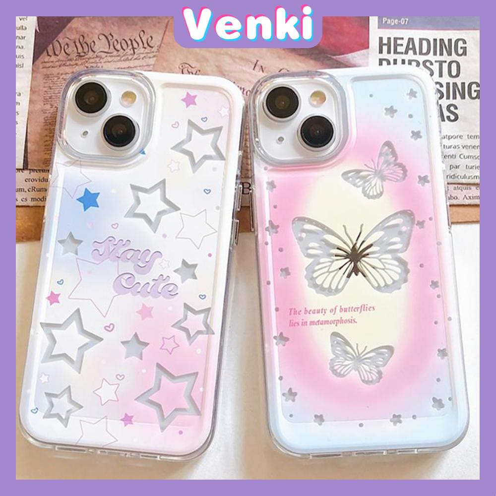 VENKI - Untuk iPhone 11 iPhone Case Bening Lubang Besar Space Case TPU Soft Shell Shockproof Protection Camera Kupu-kupu Sederhana Kompatibel dengan iPhone 14 13 Pro max 12 Pro Max 11 xr xs 7