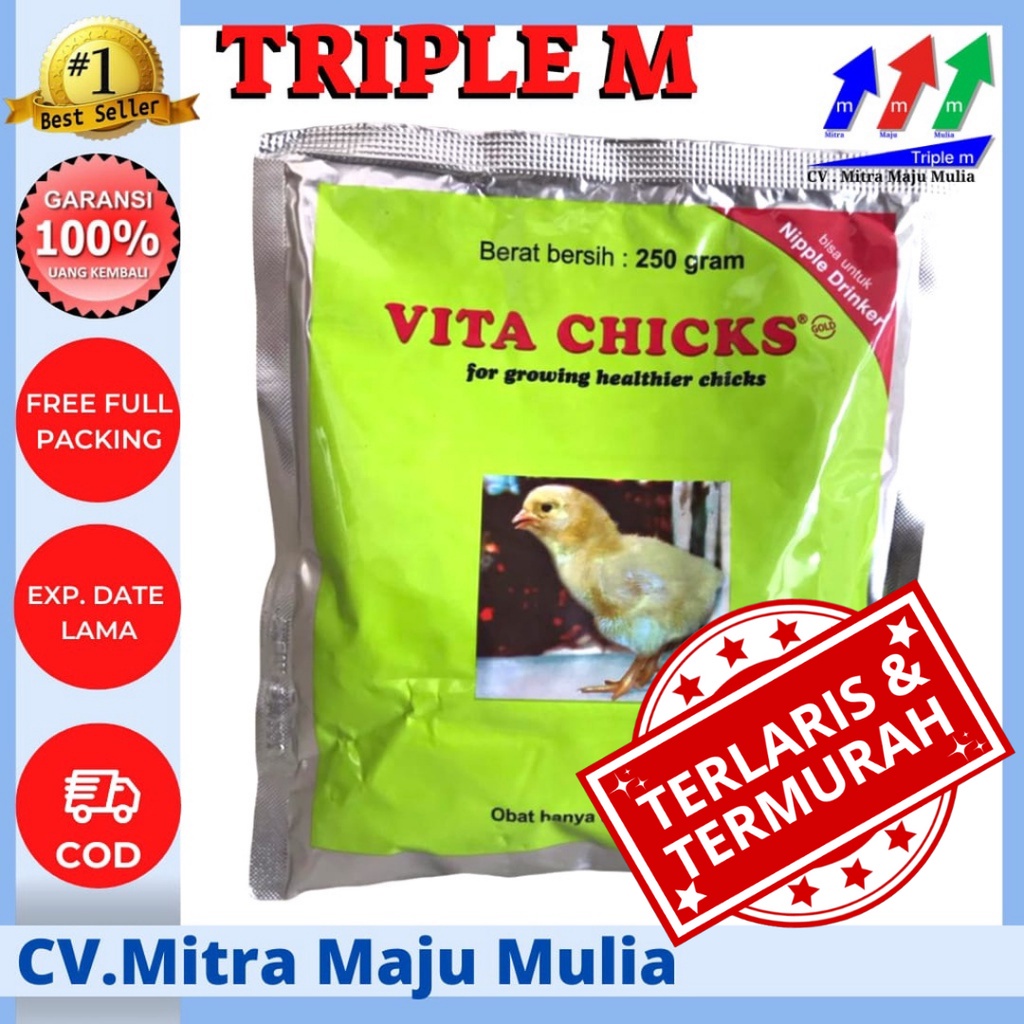 VITACHICK 250 gram MEDION, Vita Chick 250 gram Vitamin Pertumbuhan Anak Ayam Burung Vita Chicks Vitachicks