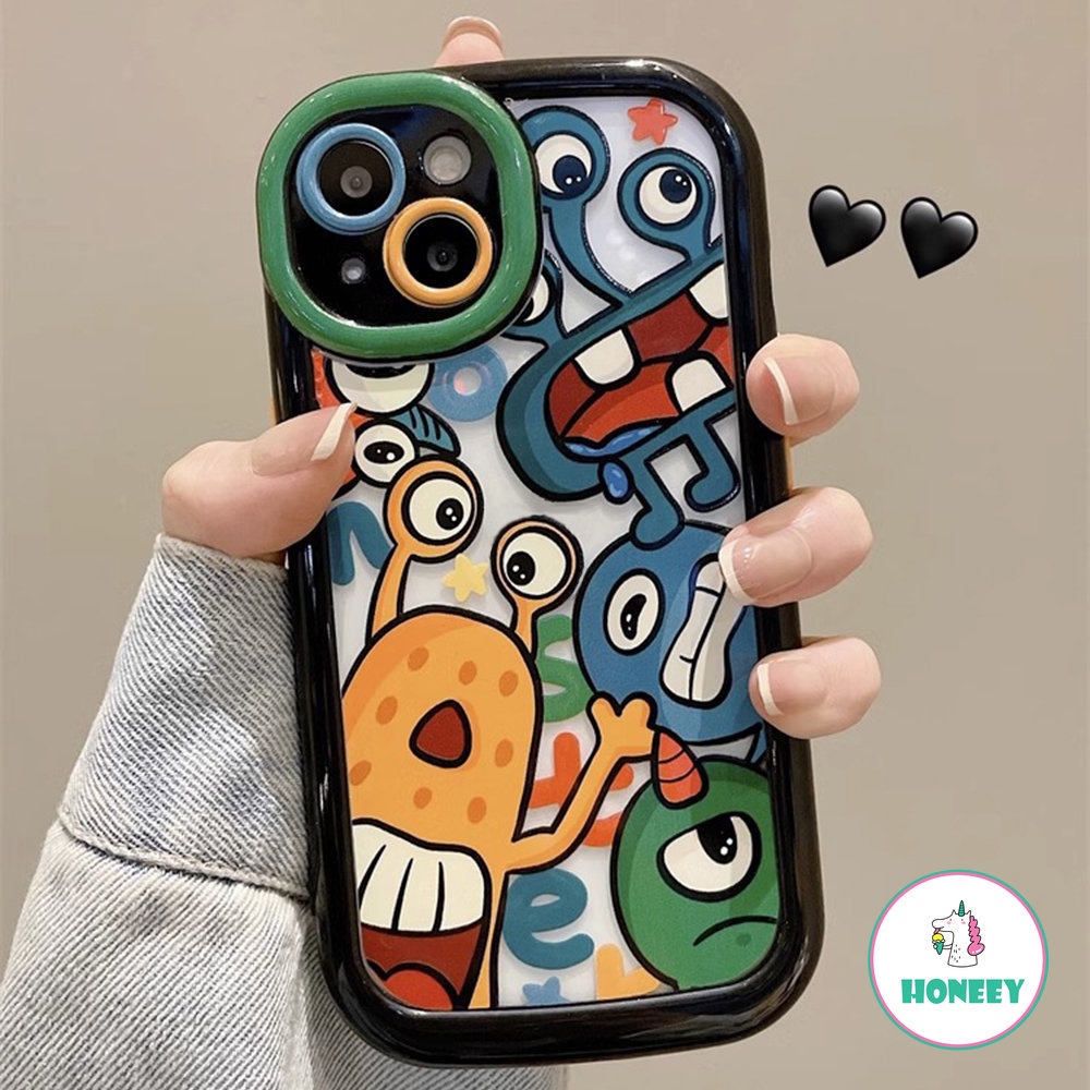 Casing Ponsel Monsters Warna Layar Penuh Lucu Kompatibel Untuk iPhone 14 Pro 12 13 11 Pro Max Akrilik Shockproof Back Cover