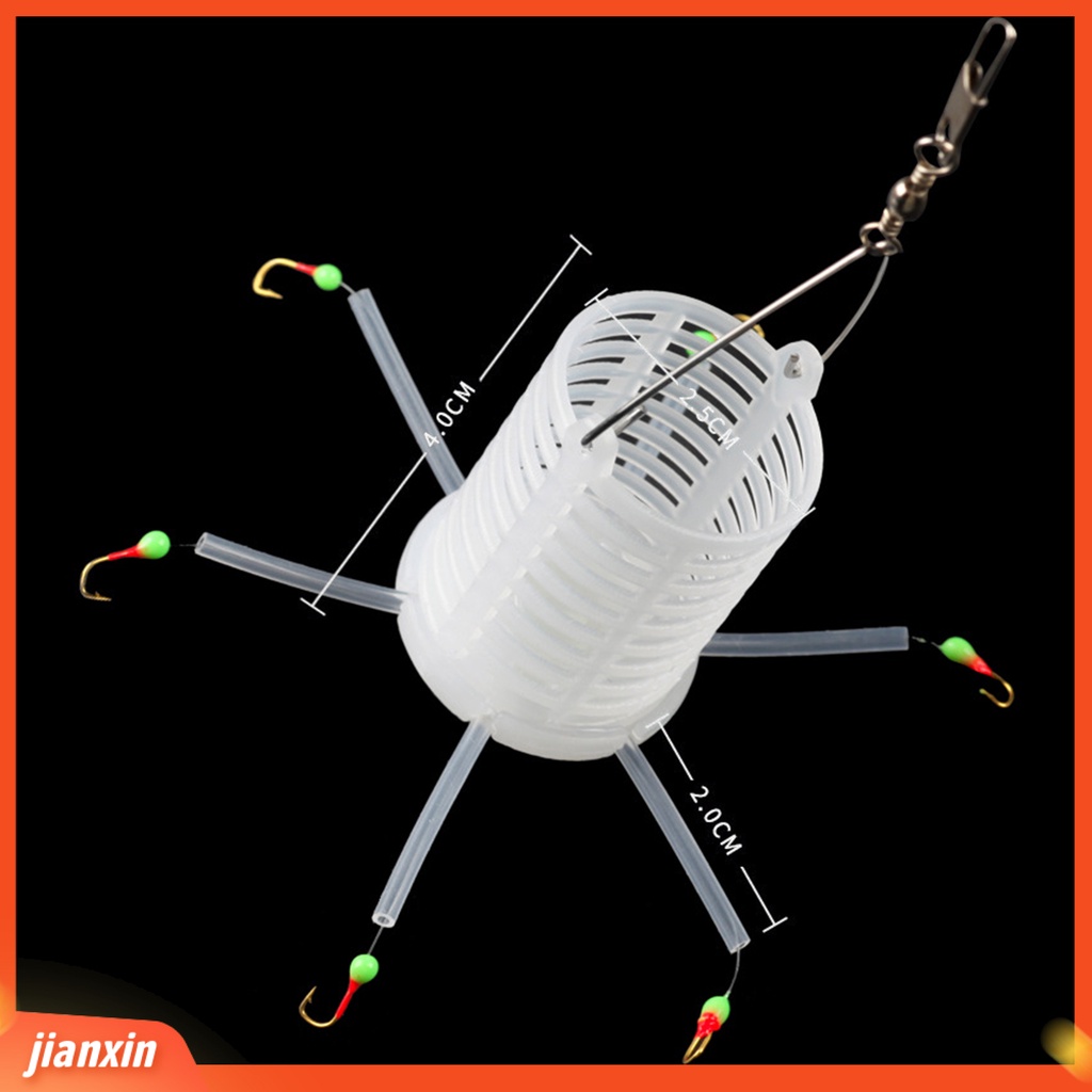 (In Stock) Keranjang Perangkap Pancing Plastik Anti Lilitan Berongga Memancing Umpan Kandang Dengan Enam Kait Aksesori Pancing