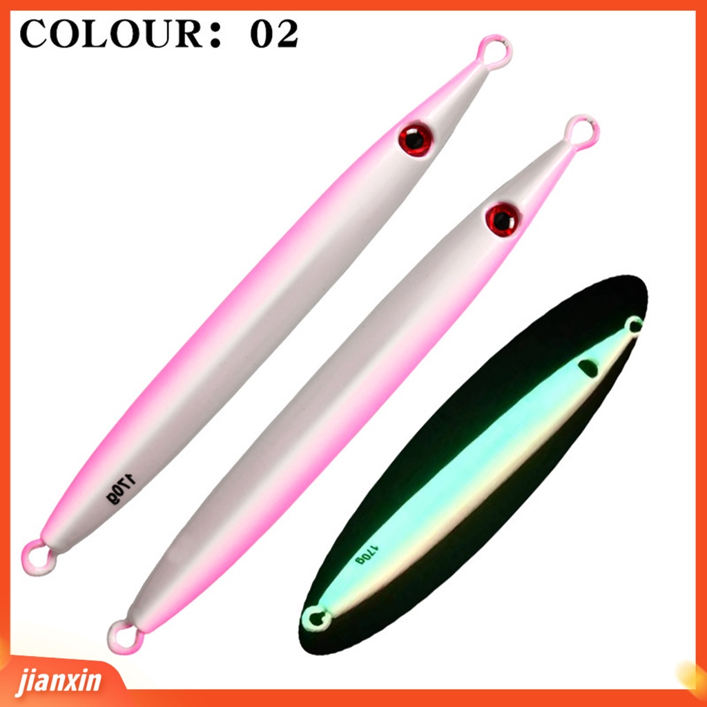 (In Stock) 170g /17cm Cepat Wastafel Tidak Teratur Retak Permukaan Jig Lure 3D Mata Plat Besi Luminous Lure Umpan Perlengkapan Memancing