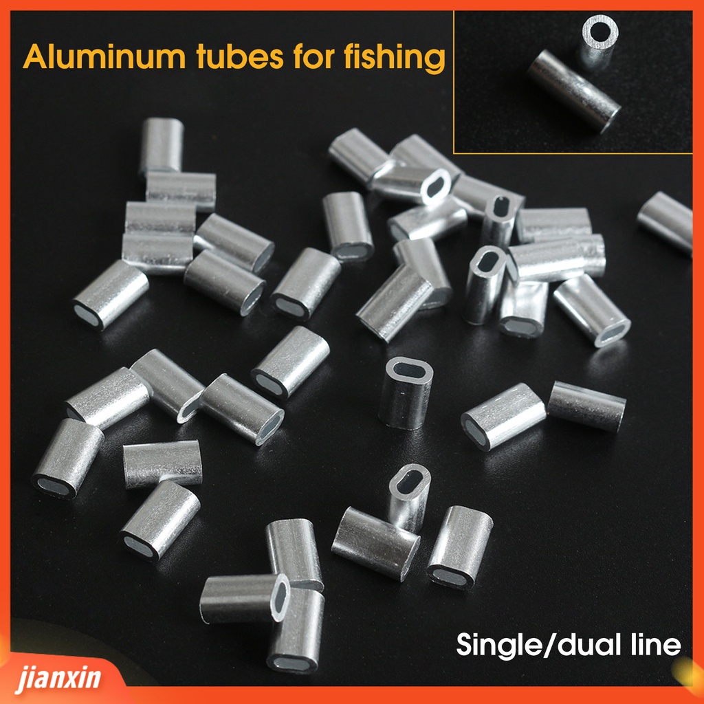 (In Stock) 50Pcs Solid Tabung Pancing Single Double Barrel Aluminium Anti Karat Crimping Loop Lengan Untuk Angling