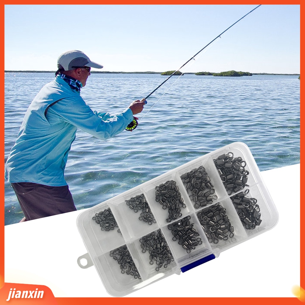 (In Stock) 210Pcs /Set Konektor Memancing Tahan Karat Kuat Menarik Kekuatan Kecepatan Tinggi Angling 8-ring Fishhook Snap Konektor Memancing Luar Ruangan