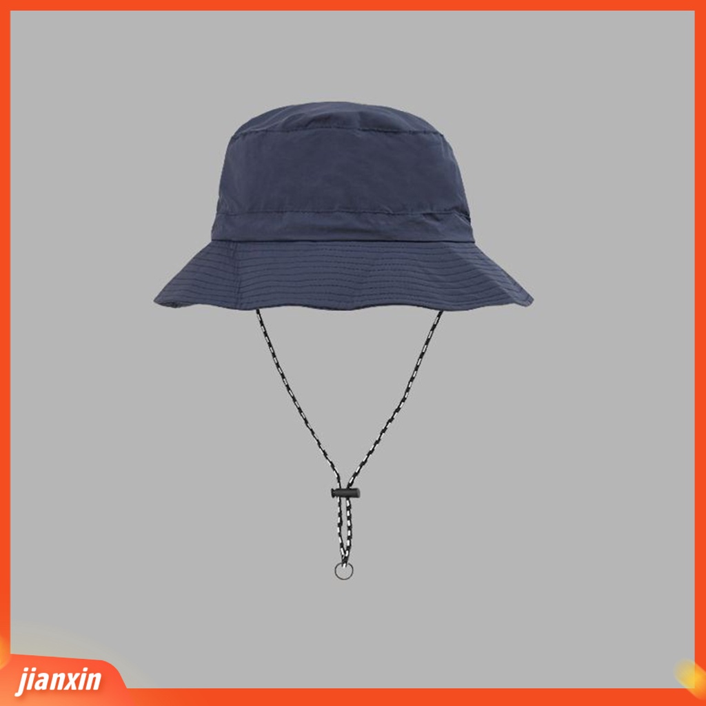 (In Stock) Topi Bucket Lipat Dengan Tali Dagu Yang Dapat Disesuaikan Tahan Air Cepat Kering Topi Matahari Wanita Pria Hiking Topi Perjalanan Aksesoris Luar Ruangan