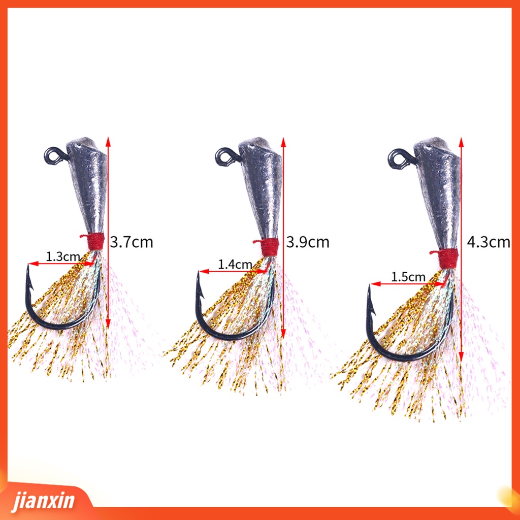 (In Stock) 6Pcs /Set 3.5g /5.5g /9g Kail Pancing Tajam Single Head Metal Jig Head Cast Assist Fishing Barbed Hook Untuk Outdoor