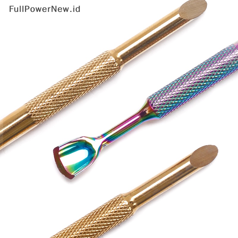 Power Stainless Steel Cuticle Nail Pusher Double Ended Spoon Nail Art Alat Pedicure ID