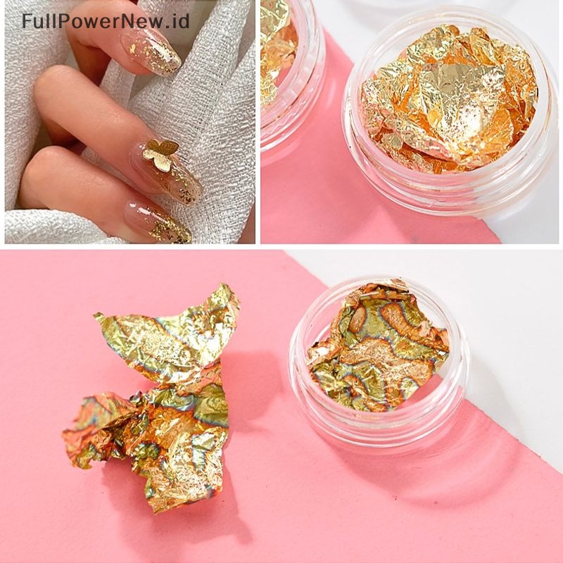 Power 12grids /Box Irregular Gold Silver Foil Paper Nail Glitter Alat Dekorasi Kuku ID