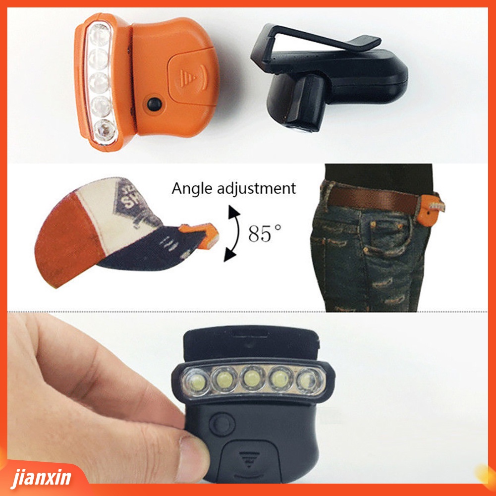 (In Stock) 5LED Headlamp Cap Light Memancing Camping Clip-on Hiking Topi Head Lamp Lentera