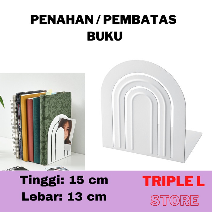 

[DD] Penahan Sandaran Penyangga Pembatas Buku Baja 15 x 13 cm Putih