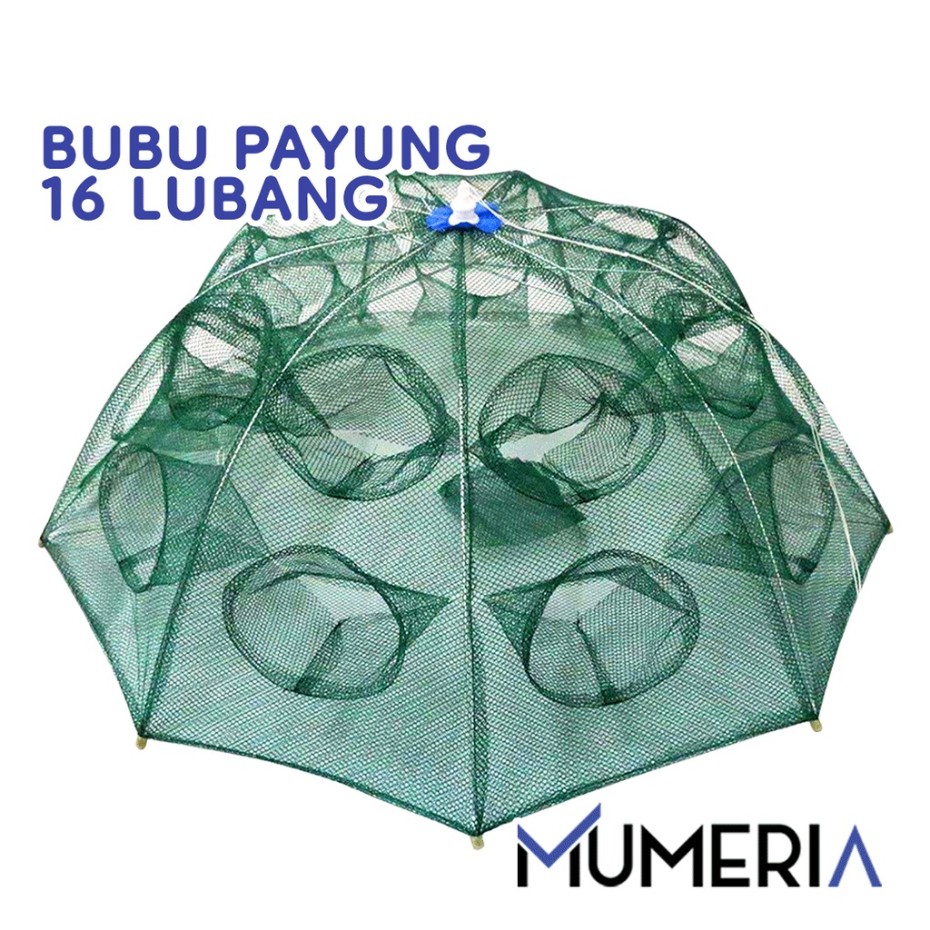 Perangkap Bubu Payung 16 Lubang Alat Jaring Pancing Jala Ikan Udang Kepiting Lele Lobster Sungai Laut Danau Fish Trap Net Multifungsi Murah Bagus