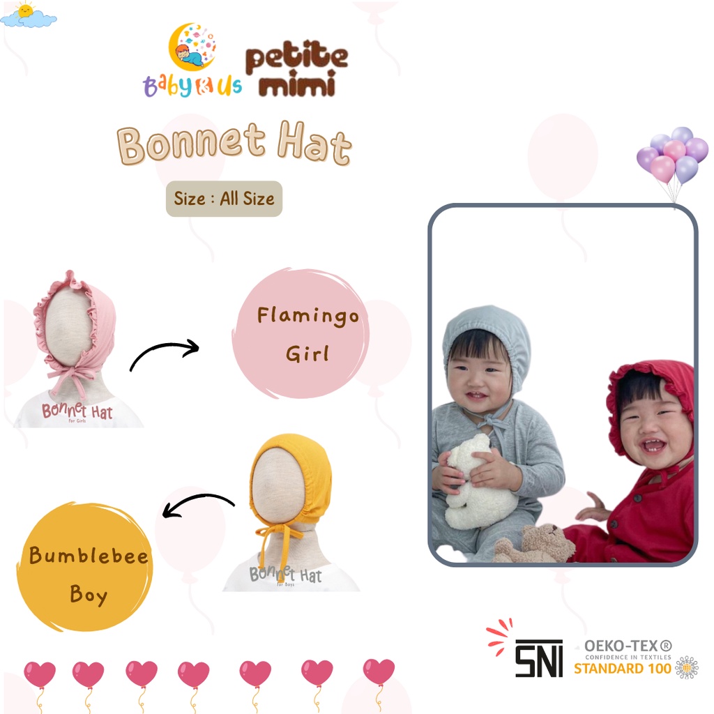 Petite Mimi Topi Tali Bayi - Topi Bonnet - Baby Bonnet