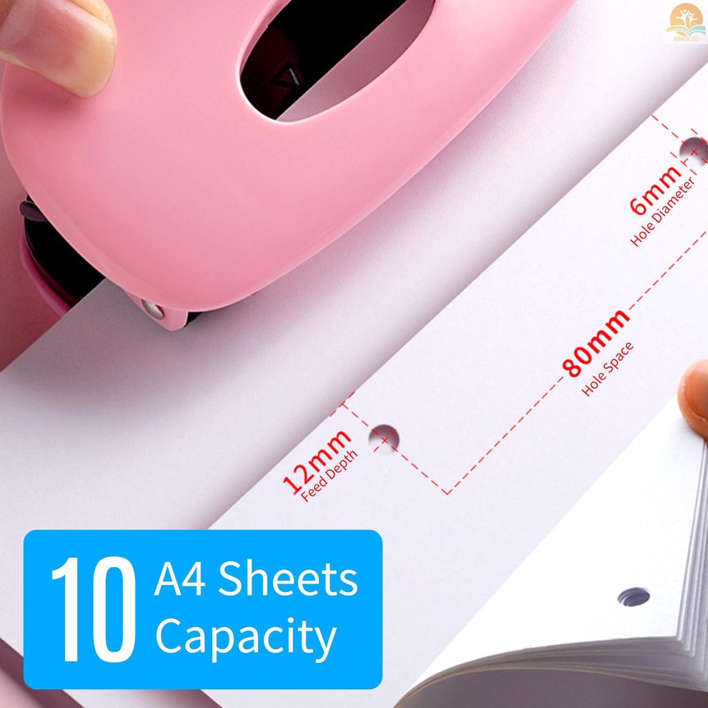 In Stock KW-triO Portable 2hole Punch Handheld Metal Hole Puncher 10lembar Kapasitas 6mm Aperture Paper Punch Untuk A4 A5 A6 B5 B6 Notebook Scrapbook Diary Planner