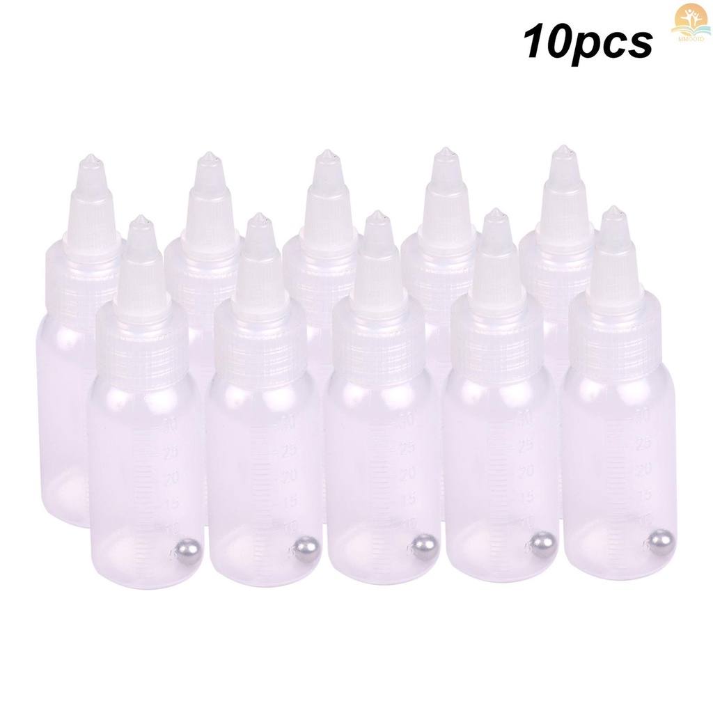 In Stock Kotak 10-Each 1.2-Ounce (35cc) Airbrush Botol Penyimpanan Cat Toples PP Dan Penutup Dengan Garis Skala Anti Bocor Untuk Dual-Action Siphon Feed Air Brush Airbrushing Accesso