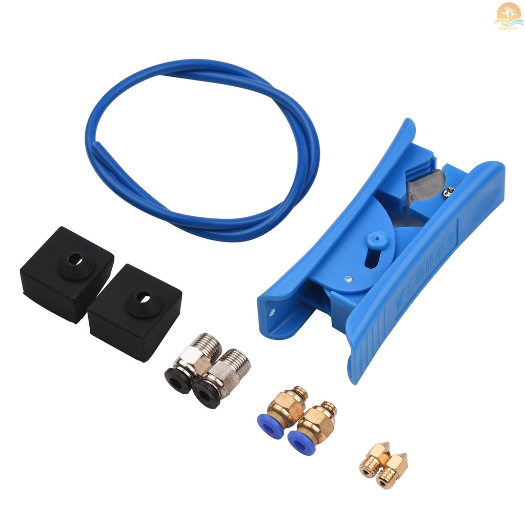 In Stock 3D Printer Kit PTFE Tubing Selang Pipa 40cm Untuk Filamen 1.75mm Dengan PTFE Tube Cutter 2pcs PC4-M6 Fitting Pneumatic 2pcs PC4-M10 Fitting Pneumatic Biru