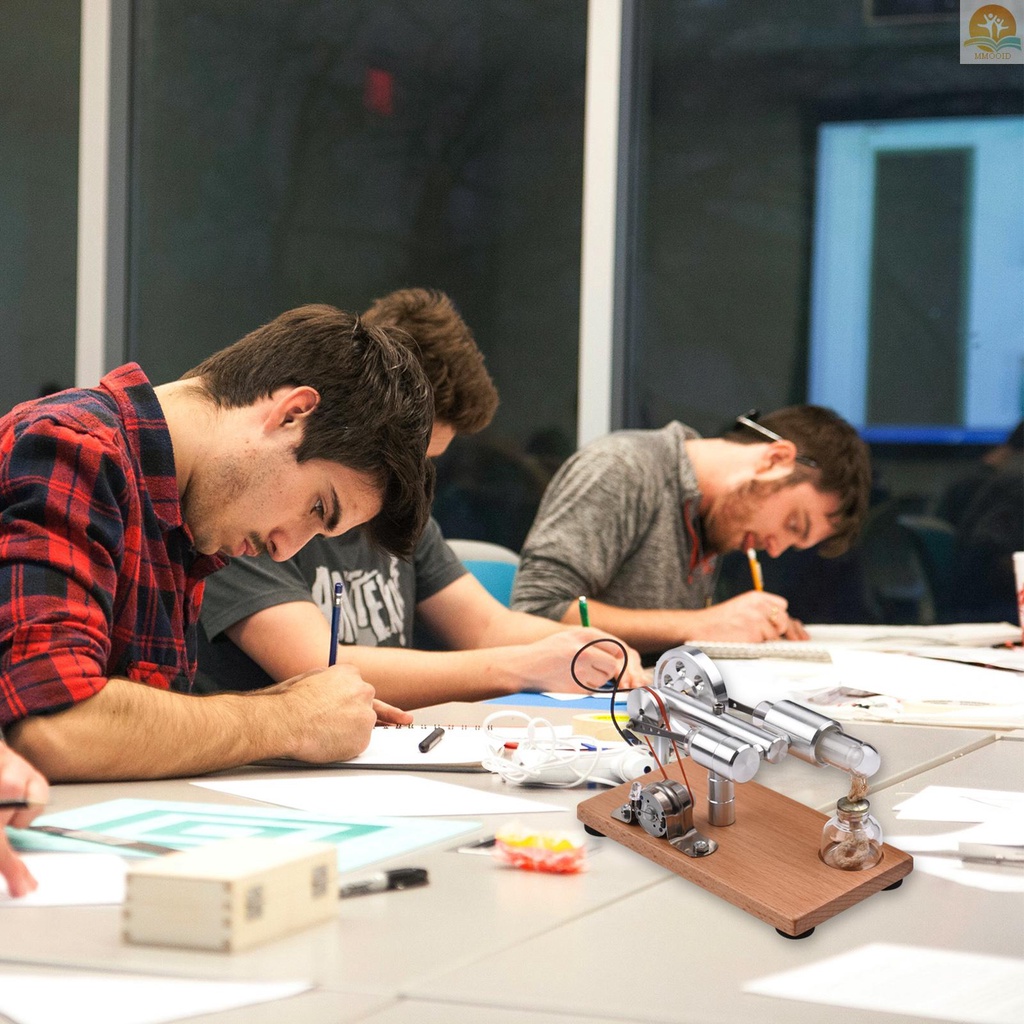 In Stock Stirling Mesin Kit Generator Listrik Model Motor Udara Panas Dengan Lampu LED Flywheel Design Percobaan Sains Dengan Dasar Kayu DIY Edukasi Mainan Untuk Guru Dewasa Anak