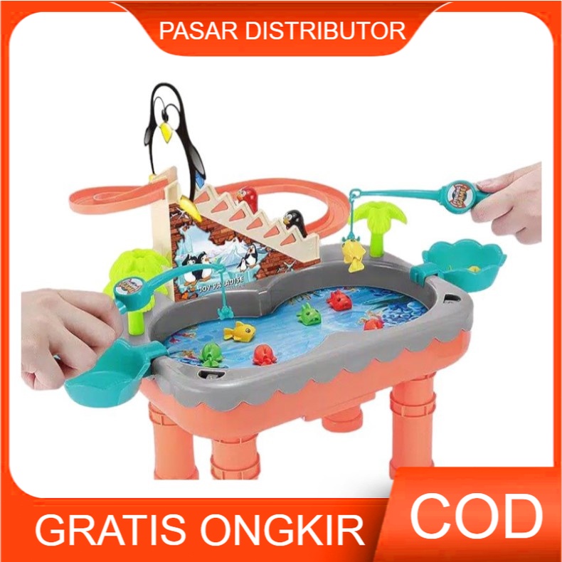 Mainan Anak Memancing Ikan Joy Penguin Fishing Game Pool Play Set Mainan Anak