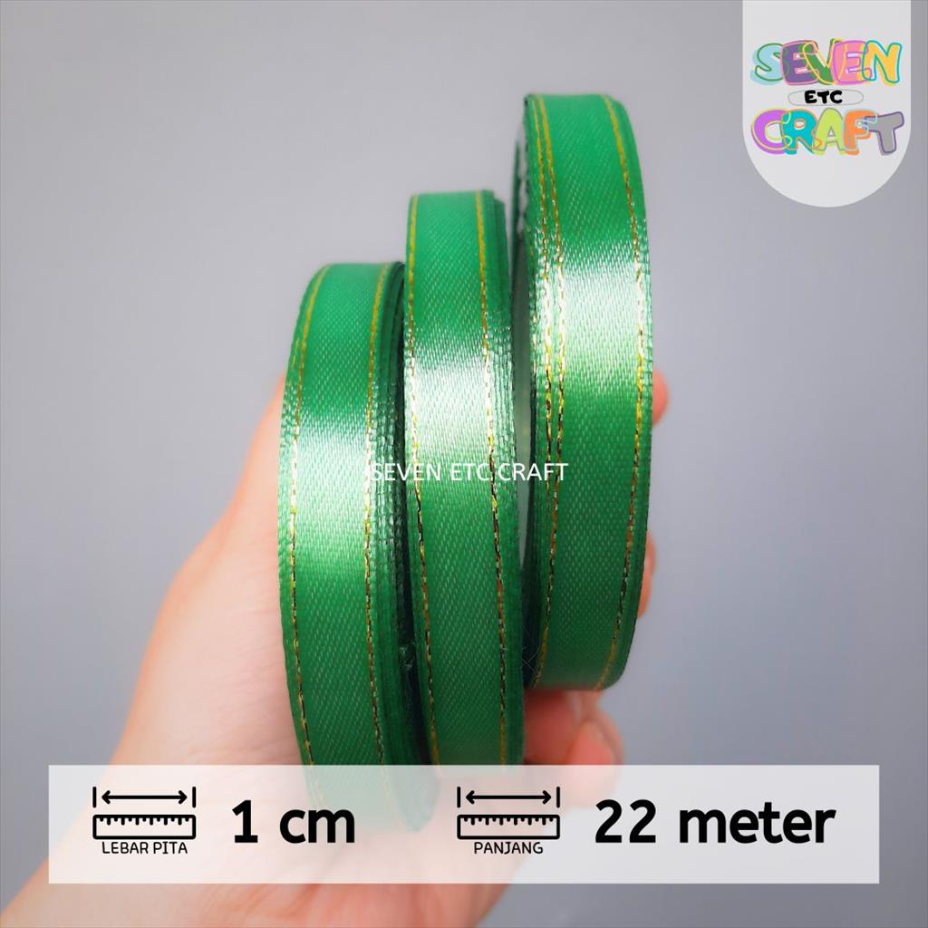 

Pita Satin List Emas 1 cm Hijau Daun