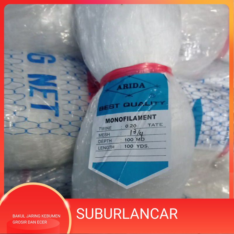 JARING IKAN ARIDA 0.20 1¾ 100MD/100YDS TATE JARING IKAN SENAR NELAYAN JARING ARIDA