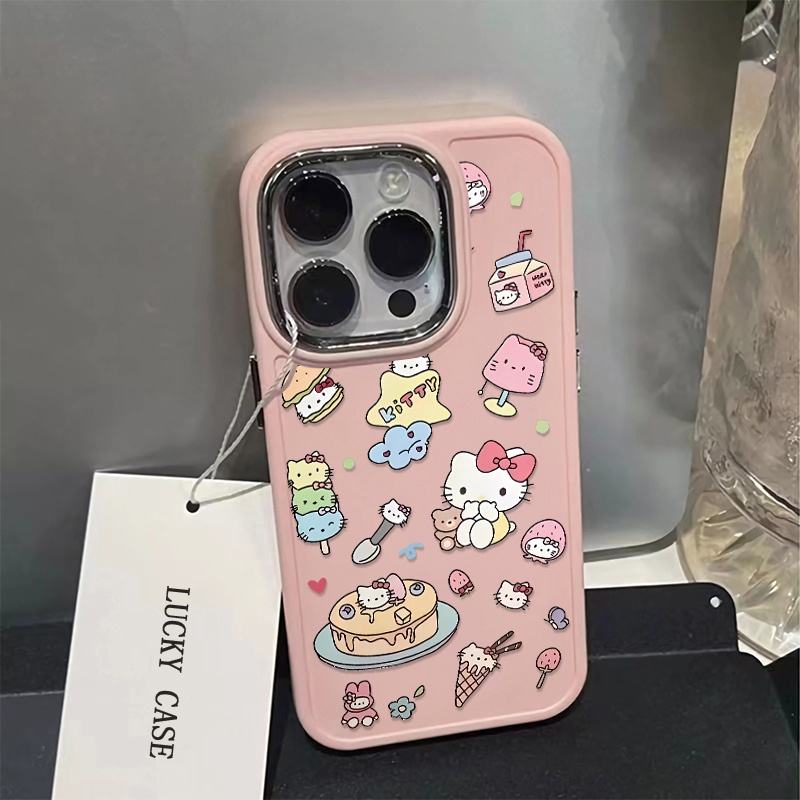 IPHONE Casing Ponsel Silikon Kucing Lucu Kompatibel Untuk Iphone14 13 12 11 Pro Max XS X XR 8 +7Plus Casing Lembut Shockproof Metal Buttons Cover Cell Precticer